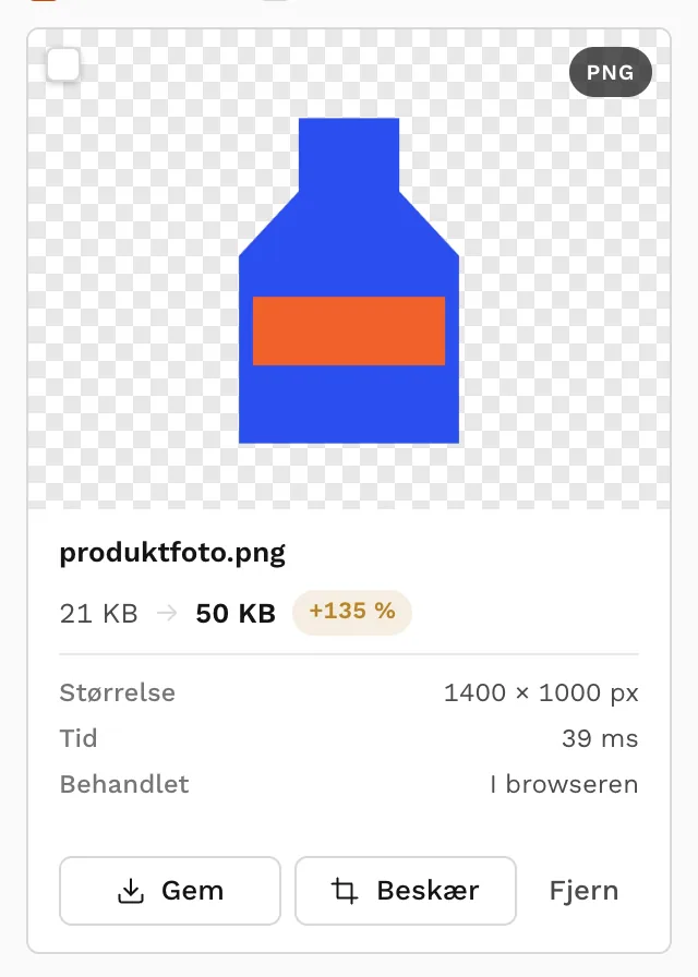 Et fritlagt produktfoto vist mod et ternet felt.