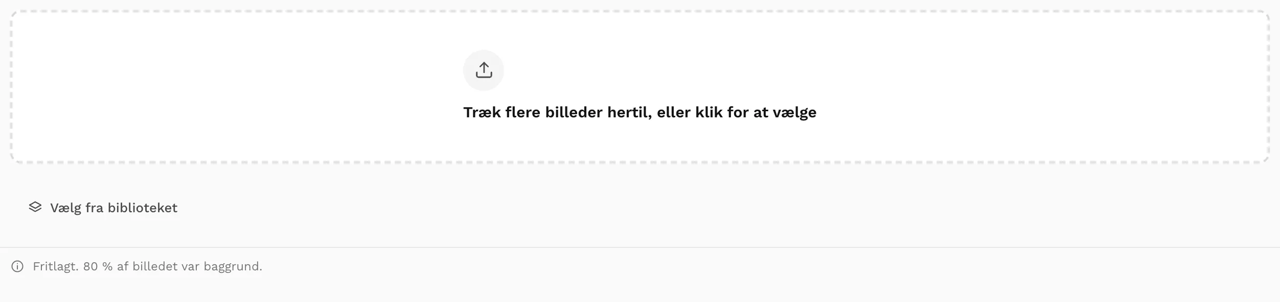 Produktet lagt ind, fritlagt her i browseren, med linjen om hvor meget der var baggrund.